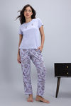 Zivame Floral Hush Knit Cotton Pyjama Set - Heirloom Lilac — thumbnail 1